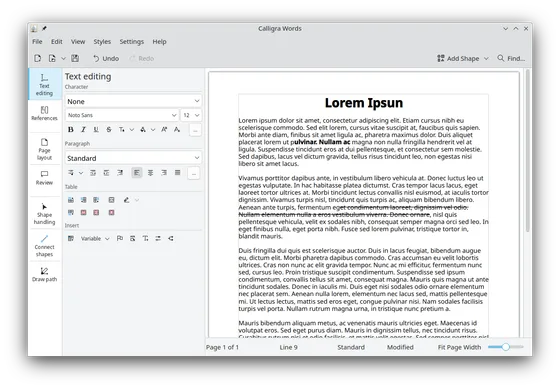 Screenshot Calligra Suite