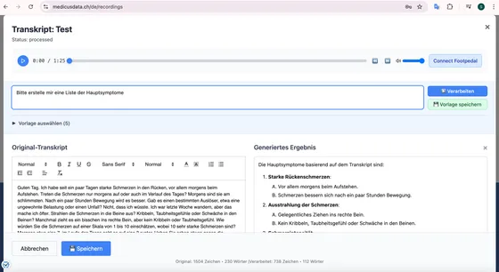 Screenshot Medicusdata Listener (LLM Systems GmbH)