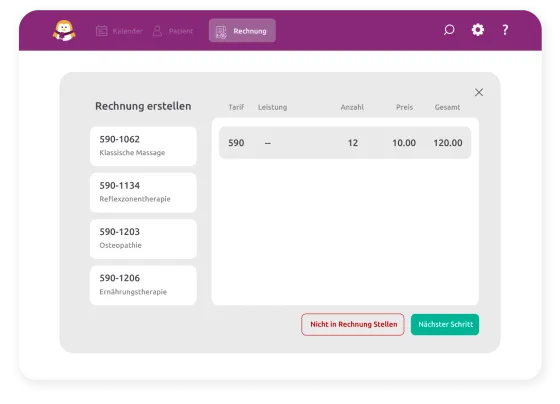 Screenshot OneDoc Pro Tarif 590 Software