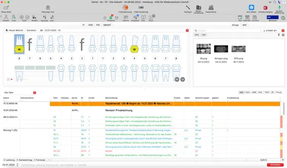 Screenshot tomedo DENTAL