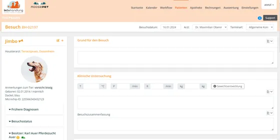 Screenshot In Behandlung (InBehandlung Software)