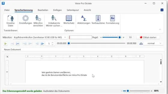 Screenshot Voice Pro Dictate (Linguatec Sprachtechnologien GmbH)