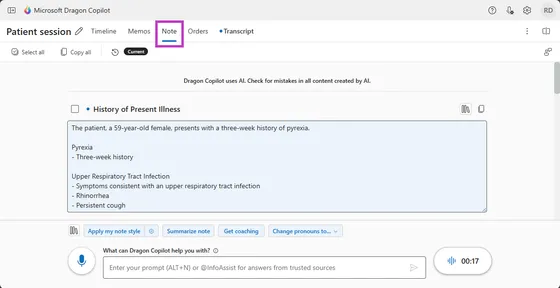 Screenshot Microsoft Dragon Copilot (Microsoft Corporation)