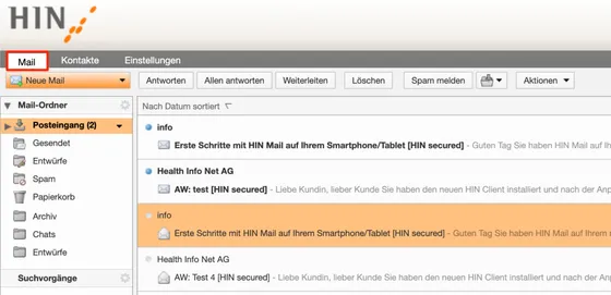 Screenshot HIN Mail