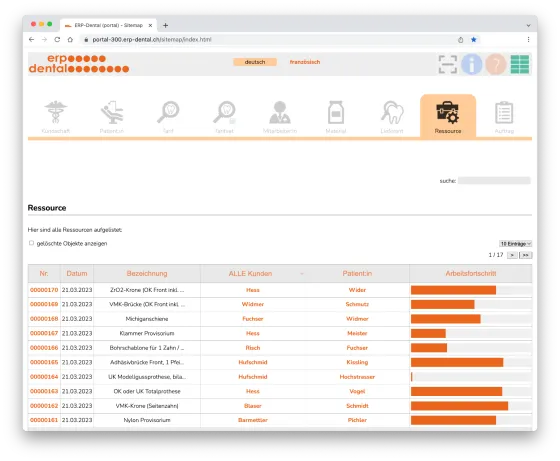 Screenshot ERP-Dental